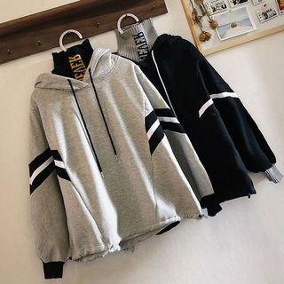 Mock Two-piece High-neck Hooded Sweatshirt