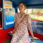 Cherry Print Spaghetti Strap A-line Dress / Cherry Print Short-sleeve A-line Dress