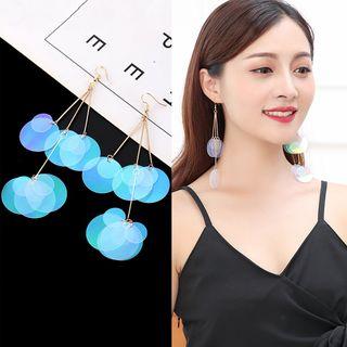 Iridescent Disc Fringed Earring As Shown In Figure - One Size
