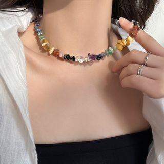 Faux Crystal Necklace Multicolor - One Size