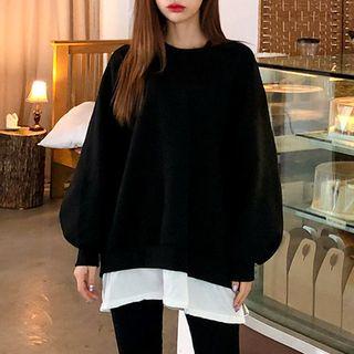 Balloon-sleeve Layered-hem Sweatshirt