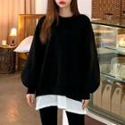Balloon-sleeve Layered-hem Sweatshirt