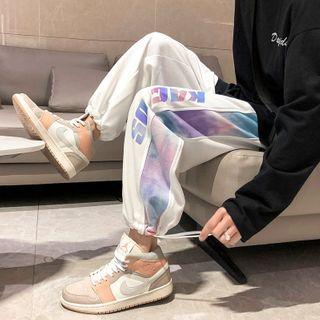Tie-dye Print Panel Drawstring-cuff Sweatpants