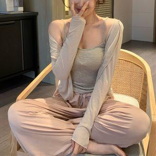 Plain Camisole Top / Light Cardigan / Wide Leg Pants