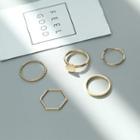 Set Of 5: Ring (various Designs) Set Of 5 - J077 - Gold - One Size