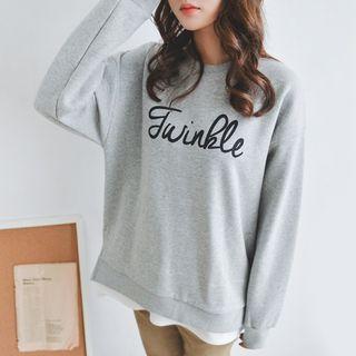 Layered-hem Lettering Sweatshirt
