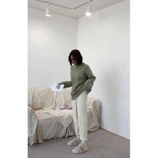 Baggy-fit Ribbed Knit Pants