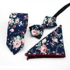 Set Of 3: Printed Neck Tie + Bow Tie + Pocket Square Mz-07 - One Size