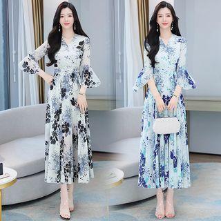 Ink Painting Pattern Chiffon Maxi Skirt