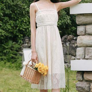Strappy Midi Lace A-line Dress