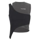 Two-tone Asymmetrical Cutout Crop Tank Top