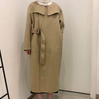 Collared Tie-waist Long Coat