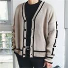 Contrast-trim Lettering Oversized Cardigan