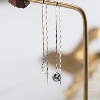 925 Sterling Silver Rhinestone Drop Earring 925 Silver - Silver - One Size