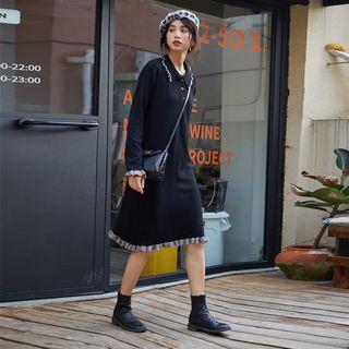 Frilled Trim Long-sleeve Knit Dress