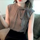 Sleeveless Houndstooth Blouse