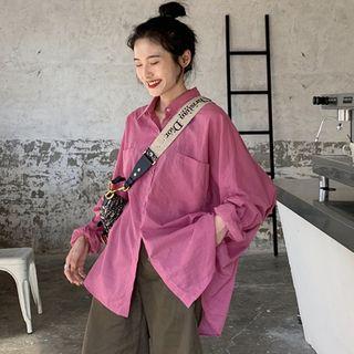 Plain Shirt Shirt - Pink Purple - One Size