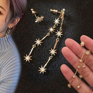 Non-matching 925 Sterling Silver Star Fringed Earring Gold - One Size