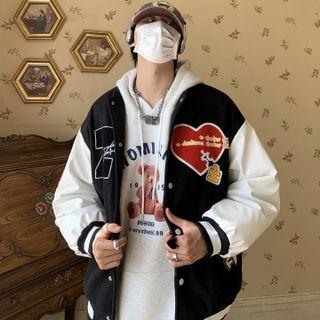 Two-tone Heart Baseball Jacket