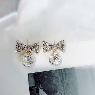 Rhinestone Bow Waterdrop Earring
