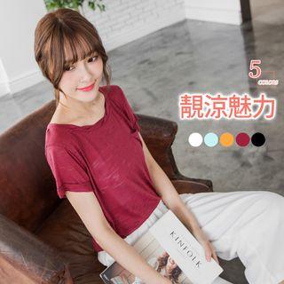 Short-sleeve Knit Round Neck Tee