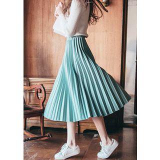Accordion-pleat A-line Midi Skirt