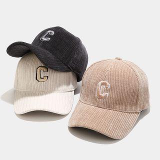Letter C Embroidered Corduroy Baseball Cap