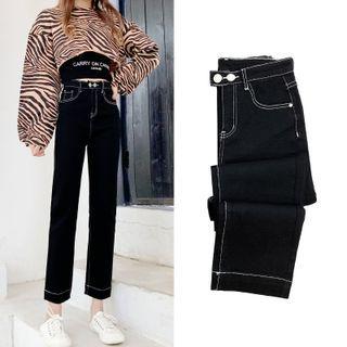 Contrast Stitching Straight Leg Jeans (various Designs)