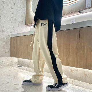 High-waist Lettering Two-tone Sweatpants