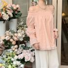 Floral Print Off-shoulder Long-sleeve Top / Loose-fit Pants