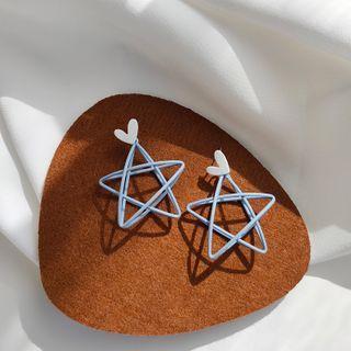 Alloy Star Dangle Earring 1 Pair - Ear Studs - Blue & White - One Size