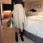 Band-waist Belted-detail Flare Skirt