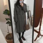 Long Double-breasted Coat Gray - One Size