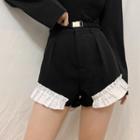 High-waist Ruffled-hem Wide-leg Shorts