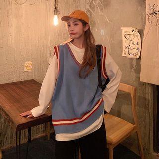 Cpntrast Trim Knit Vest
