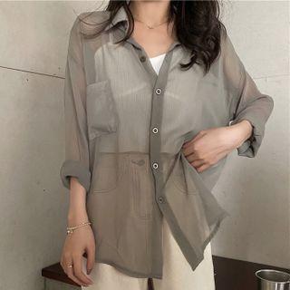 Long-sleeve Sheer Chiffon Suncreen Shirt