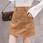 Suede A-line Mini Skirt