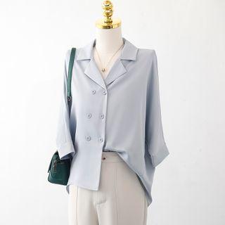 Plain Button-up Chiffon Top