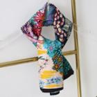 Leaf Square Scarf O504 - Red & Yellow & Pink & Green - One Size