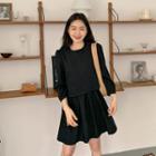 Monotone Mock Two-piece Dress Black - One Size