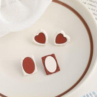 Heart / Rectangle Alloy Earring