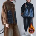 Plaid Panel Corduroy Jacket