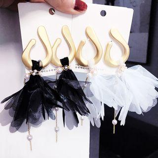 Faux Pearl Lace Dangle Earring Black - One Size