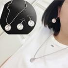 Alloy Bear Disc Pendant Necklace / Dangle Earring