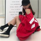 Cold Shoulder Striped Loose-fit Pullover
