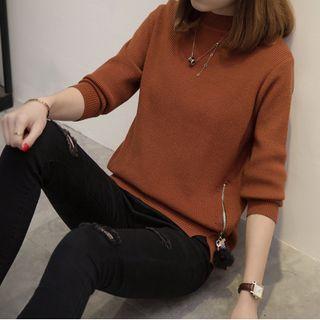 Mock-neck Zip-up Sweater