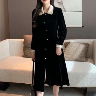 Long-sleeve Single Breast Dress