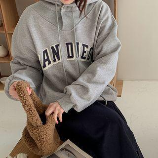 Plus Size Letter Snap-button Hoodie
