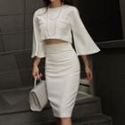 Set: Ruffled Cropped Top + Pencil Skirt