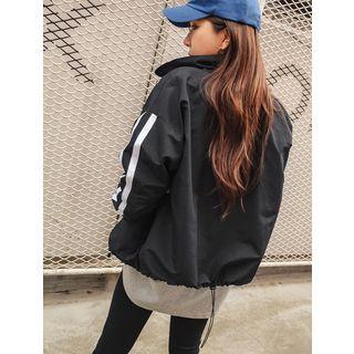 Plus Size Letter Windbreaker Jacket